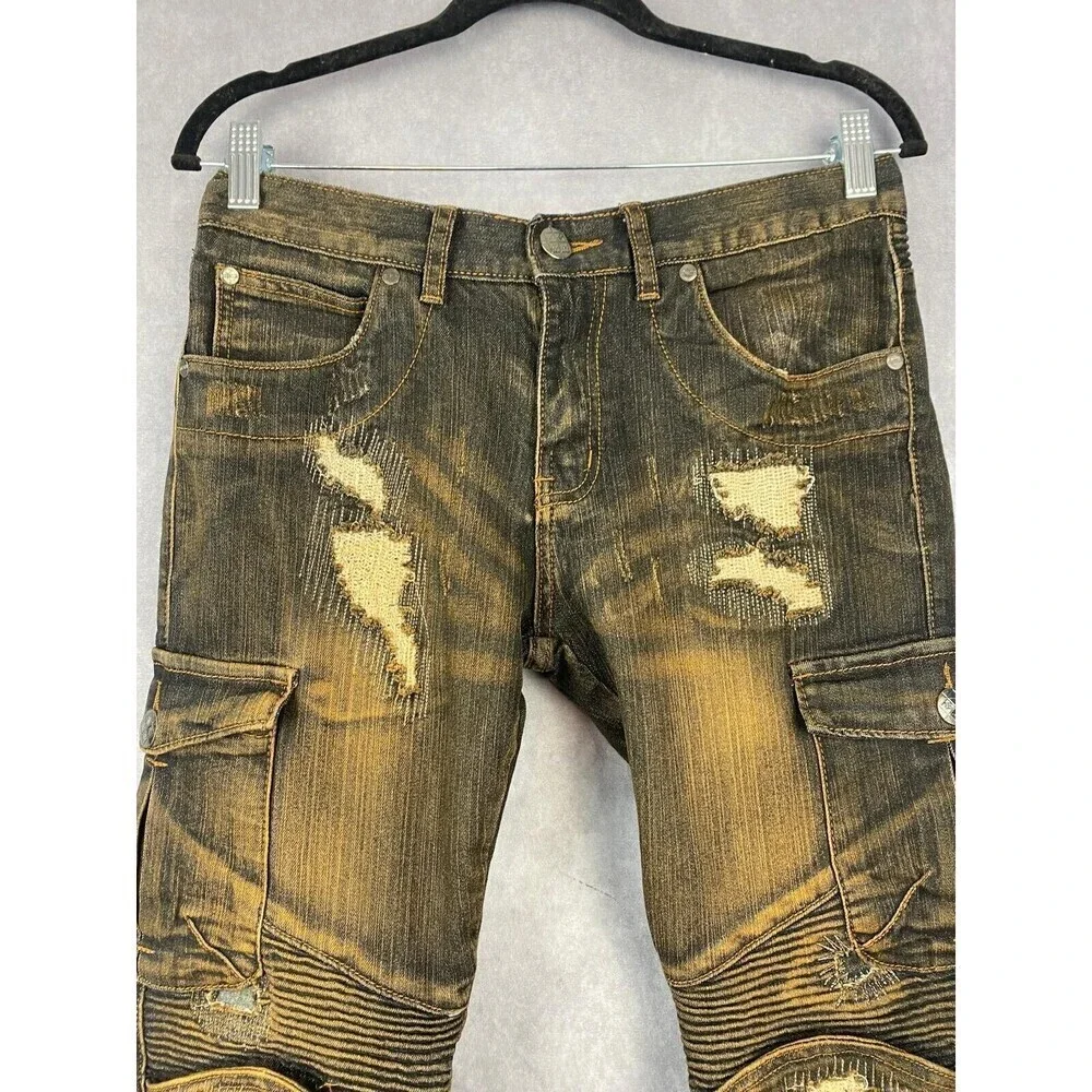 Imperious‎ Trading Jeans Mens 40x32 Zip Legs Pockets Stone Washed Vintage